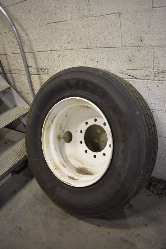 lot 1416F image: Pair Of New Semi Tires And Wheels