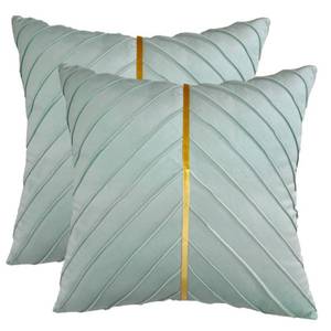 lot 30609 image: Tosleo Mint Green Velvet Throw Pillow Covers 20x20 inch Pack of 2 with Gold Leather Emerald Green Decorative Couch Luxury Modern Pillow Covers for Living Room Bedroom Sofa Cushion Bed