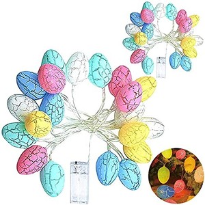 lot 30613 image: 2 Pack Easter Lights Decorations, 3D Jumbo Crack Easter Eggs Fairy String Lights Battery Operated Easter Decorations for Home Indoor Outdoor Bedroom Easter Eggs Hunt Party, Total 10 Ft 20 LED