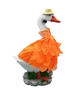 lot 30615 image: Clerodendrum Travelling Goose Outfit, Garden Table Desk Front Steps Decor, Deep Orange Short Dress for 13-inch (Medium Size) Goose (Goose not Included), Duck Clothes, by GGTown TM
