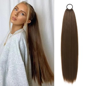 lot 30616 image: LONAI Ponytail Extensions, Versatile Elastic Band Brown Ponytail Extension for Women, 32 Long Straight Soft Natural Synthetic Pony Tails-Chocolate Brown