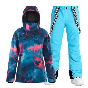 lot 30636 image: GSOU SNOW Women Ski Jacket and Pants Sets Snowsuit Snowboard Coat outfits Warm Hooded Waterproof Windproof Insulated. Large