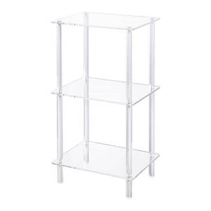 lot 30651 image: Aquiver Acrylic Tall Side Table - 3 Tier End Table for Small Spaces - Tall Nightstand Clear Bedside Table for Living Room, Bedroom - 15.7 L x 11.8 W x 30.8 H