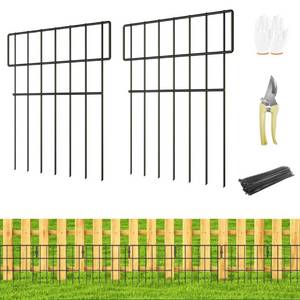 lot 30652 image: 19 Panels Animal Barrier Fence, 20.6 Ft(L) X 17 in(H) No Dig Garden Decorative Fence Rustproof Garden Fence Border for Dog Rabbits Ground Stakes Defense and Outdoor Patio, T Shape
