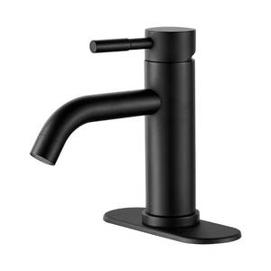 lot 30662 image: GENBONS Black Bathroom Faucet Single Hole RV Bathroom Faucet Stainless Steel Bathroom Sink Faucet 1 Hole with 3 Hole Deck Plate��Water Supply Lines with cUPC Certification