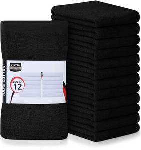 lot 30673 image: Utopia Towels Kitchen Bar Mops Towels, Pack of 12 Towels - 16 x 19 Inches, 100% Cotton Super Absorbent Black Bar Towels, Multi-Purpose Cleaning Towels for Home and Kitchen Bars