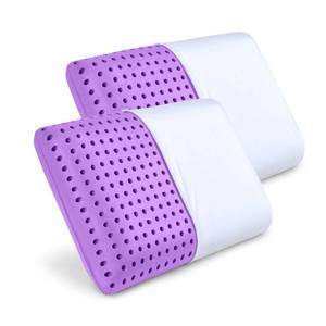 lot 30674 image: Pharmedoc Cooling Memory Foam Pillows, 2 Pack, Ventilated Lilac Dreamer Bed Pillow, Reading and Bed Rest Pillows, Standard, Back Sleeper and Side Sleeper Support, Sleeping Pillows for Adults