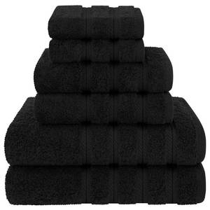 lot 30681 image: American Soft Linen Luxury 6 Piece Towel Set, 2 Bath Towels 2 Hand Towels 2 Washcloths, 100% Cotton Turkish Towels for Bathroom, Black Towel Sets