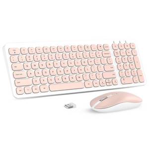 lot 30691 image: cimetech Wireless Keyboard and Mouse Combo, Compact Full Size Wireless Keyboard and Mouse Set Less Noise Keys 2.4G Ultra-Thin Sleek Design for Windows, Computer, PC, Notebook, Laptop - Bright Pink