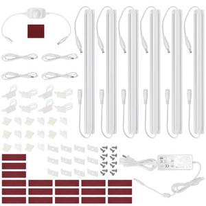 lot 30695 image: Litever Kitchen Under Cabinet LED Lighting Kit, Super Bright, 6 PCS 12 Inches Light Bars, Plug-in or Hardwire Power Adapter, 31W 2000 Lumen, for Cabinet Counter Shelf Workbench (Daylight White 5000K)