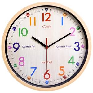 lot 30703 image: JoFomp Teaching Clock for Kids  12 inch Educational Wall Clock for Learning Time, Silent Non-Ticking Quartz Decorative Wall Clock for Teachers Classrooms or Childrens Bedrooms (Yellow)