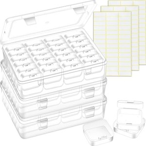 lot 30705 image: ZOQINI Bead Organizer Box, 84Pcs Small Clear Plastic Storage Containers, 3 Large Craft Organizer Boxes, 3 Sheets Label, Mini Parts Storage Solution for Beading Jewelry Making Diamond Arts Screws Seeds