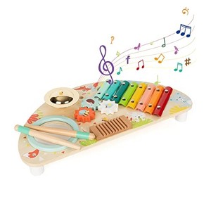 lot 30709 image: Baby Toys Musical Instruments, Rundad All-in-one Wooden Montessori Musical Set for 1&2Y (Includes Xylophone Drum Cymbal Guiro Gears), Gifts for 1 Year Old Girl Preschool