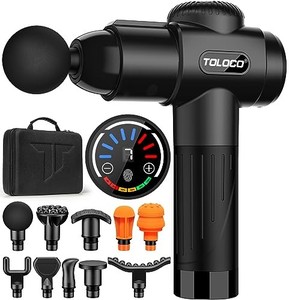 lot 30714 image: TOLOCO Massage Gun Deep Tissue, Back Massage for Athletes for Pain Relief, Percussion Massager with 10 Massages Heads & Silent Brushless Motor, Relax Gift for Mothers Day and Fathers Gifts, Black