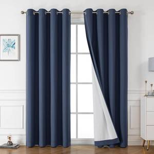 lot 30725 image: OWENIE Maya 100% Blackout Curtains 84 Inch Length 2 Panels Set, Solid Warm Thick Thermal Insulated Energy Saving Grommets Window Panels for Bedroom & Living Room, 2 Pcs, Each 52 W x 84 L, Navy Blue