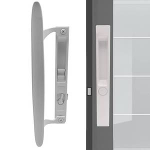 lot 30735 image: ACEPLANET Flush Mount Non-Keyed Sliding Glass Door Handleset, 6-58 H.C., Fits 1 to 1-18 Thick Doors, Features Night Lock & Hook Latch, Non-Handed, White Diecast