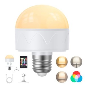 lot 30746 image: merloly Rechargeable Light Bulbs with Remote,Battery Operated Light Bulb 2200mAh E26 Detachable Charging,Non-HardwiredTimerDimmerMagnetic 360° Rotation LED Emergency Puck Lamp for Bedroom Bedside