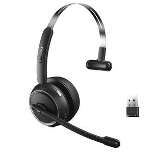 lot 30754 image: LEVN Wireless Headset with Microphone for PC, Bluetooth Headset with Mic & Mute Button, 65 Hrs Working Time Noise Cancelling Wireless Headset for Work from HomeComputerLaptopCall CenterOffice
