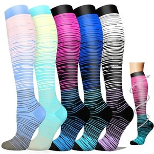 lot 30758 image: 5 Pairs Graduated Compression Socks for Women&Men 20-30mmhg Knee High Sock