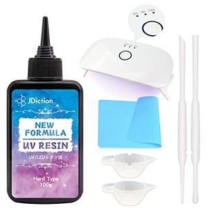 lot 30774 image: JDiction UV Resin Kit with Light, Crystal Clear Hard Resin Glue Sunlight Curing UV Resin Beginner Kit for Jewelry, Coating, and Casting, DIY Craft