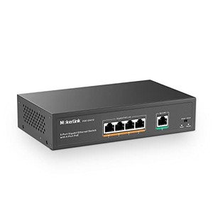 lot 30785 image: MokerLink 5 Port Gigabit POE Switch, with 4 POE Ports 1000Mbps, 78W IEEE802.3afat, Unmanaged Plug and Play, Sturdy Metal Fanless