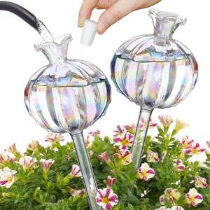 lot 30786 image: NiHome Plant Watering Globes 2-Pack, Iridescent Glass Cactus Self Watering Globe, Glass Waterer for Potted Plants - 4.7OZ140 ML Capacity Automatic Mini Irrigation System, Adorable Gardening Gift