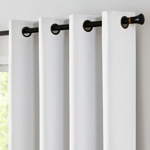 lot 30794 image: jinchan 100% Blackout Curtain 84 Inches Long White Curtain for Bedroom Living Room Linen Textured Thermal Insulated Curtain Grommet Top Window Drape 1 Panel White