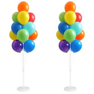 lot 30795 image: Balloon Column Kit for Floor- Set of 2,Balloon Columns with Stand, Base and Pole,Balloon Tower Backdrop Decoration for Wedding, Baby Shower, Birthday Party, or Bachelorette Parties (MULTICOLOR)