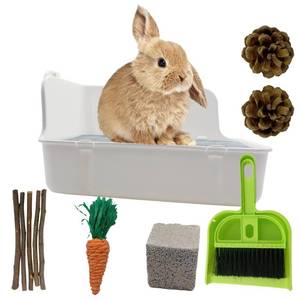 lot 30798 image: MUYG 11Pcs Rabbit Litter Box Toilet,Bunny Corner Litter Bedding Plastic Square Grate Guinea Pig Bunny Ferret Hamster Hedgehog, Potty Trainer Bedding Box for Guinea Pig Ferret Hamster Hedgehog (White)