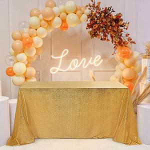 lot 30805 image: Fitable Gold Sequin Tablecloth for Parties 60x84 Inch - Sparkle Glitter Cloth Laser Rectangle Table Cover Overlay for Wedding Baby Shower Ceremony Birthday Cake Table Holiday Banquet Decoration