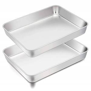 lot 30808 image: TeamFar Lasagna Pan, 12.5 x 9.5 x 2, Stainless Steel Rectangular Casserole Cake Baking Brownie Pan, Non-toxic & Sturdy, Brushed Surface & Deep Side, Dishwasher Safe, 2PCS