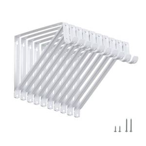lot 30809 image: HOME MASTER HARDWARE Heavy Duty Closet Shelf & Rod Brackets, Wall Mounted Closet Shelves Bracket with Rod Shelving Support, White with Screws 10-Pack