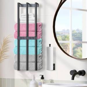 lot 30827 image: Towel Racks for Bathroom Wall, Small Bathroom Towel Storage, Upgrade 3 Bar Stainless Steel Towel Rack for Rolled Towels, Mounted Towel Storage for Bathroom Bath Towel Storage