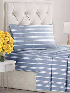 lot 30835 image: Twin Size 3 Piece Sheet Set - Comfy Breathable & Cooling Sheets - Hotel Luxury Bed Sheets for Women & Men - Deep Pockets, Easy-Fit, Soft & Wrinkle Free Sheets - Blue Stripes Oeko-Tex Bed Sheet Set