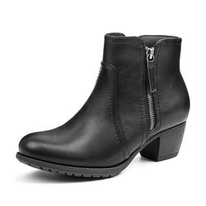 lot 30836 image: VJH confort Womens Ankle Boots, Round Toe Low Heel Dress Zipper Booties with Memory Foam (Black,6.5)