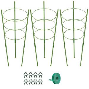 lot 30840 image: KLS 3 Pack Tomato Cage for Pots Tomato Plant Support, Collapsible 36 Inches Tomatoes Cages Garden Trellis for Climbing Plants, Pepper Cage Tomato Trellis Kit with Plant Tie Tomato Clips (36)