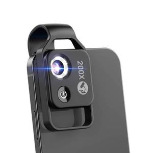 lot 30863 image: 200X Phone Mini Pocket Microscope with LED LightUniversal Clip, Portable Digital Microscope Camera Attachments for 99% Smartphone, Microworld for Kids Adults (Black, 200X with CPL)