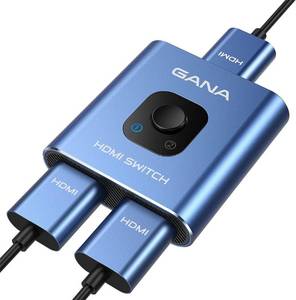 lot 30867 image: HDMI Switch 4k60hz Splitter, GANA Aluminum Bidirectional HDMI Switcher 2 in 1 Out, Manual HDMI Hub Supports HD Compatible with Xbox PS543 Blu-Ray Player Fire Stick Roku
