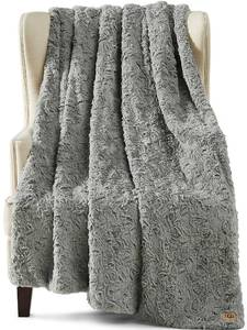 lot 30878 image: UGG 10485 Adalee Soft Faux Fur Reversible Accent Throw Blanket Luxury Cozy Fuzzy Fluffy Hotel Style Boho Home Decor Luxurious Soft Blankets for Sofa, 70 x 50-Inch, Seal