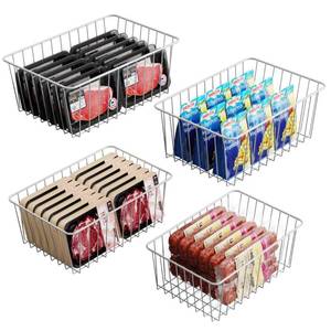 lot 30879 image: iSPECLE Freezer Organizer Bins - 4 Pack Medium Upright Freezer Baskets for 14 to 15.5 cu.ft Stand up Freezer, Sort and Get Food Easily, Allow Air Circulation for Efficient Freezing, White
