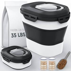 lot 30881 image: Dog Food Storage Container, 30-35Lbs Collapsible Dog Food Container with Airtight Lids,Wheels,Scoop and 2PCS Pet Food Storage Containers,Large Dry Pet food Container for Dog, Cat and Other Pet-Black