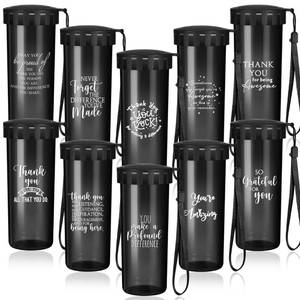 lot 30884 image: Didaey 20 Pcs Thank You Bulk Gifts Employee Appreciation Cups Thank You Cups Inspirational Water Bottles with Lid for Student Graduation CNA Gifts Women Men Teacher Coaches Team(Black, Stylish)
