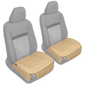 lot 30885 image: Motor Trend Seat Covers for Cars Trucks SUV, Faux Leather Beige Padded Seat Covers with Storage Pockets, Premium Interior Car Seat Cover, 2 x Front Seat Covers