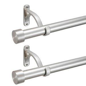 lot 30892 image: 2 Pack Curtain Rods for Windows 16-28 Inches,1-Inch Diameter Curtain Rod, Adjustable Window Curtain Rod with Premium Aluminum Brackets and Finials,Brushed Nickel