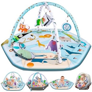 lot 30894 image: VZO Baby Gym Play Mat, Infant Play Mat and Activity Gym, 2 in 1 Baby Play Gym Mat & Ball Pit, Activity Center for Baby, Play Mats for Babies and Toddlers, Tummy Time Mat Toys 0-3-6-12 Months