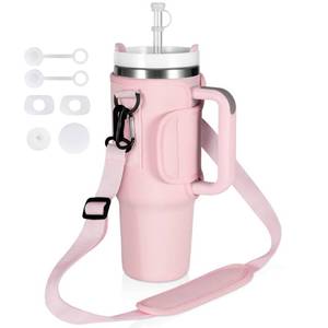 lot 30911 image: NEECZS Water Bottle Carrier Bag for Stanley 40 oz Tumbler with Handle,Neoprene Water Bottle Holder Pouch with Strap&Spill Stopper for Stanley Cup Accessories,Bottle Sling for Walking Hiking Camping