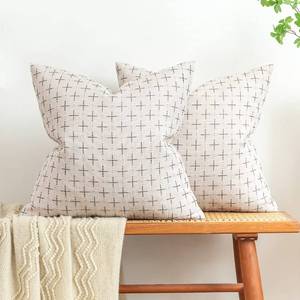 lot 30912 image: MIULEE Burlap Linen Decorative Throw Pillow Covers Pack of 2 Modern Farmhouse Pillowcases Rustic Woven Textured Cushion Cover for Sofa Couch Bed 20x20 Inch Greyish White