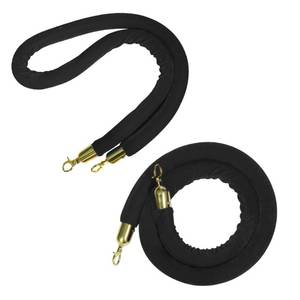 lot 30920 image: Biaungdo Black Velvet Stanchion Rope, 2 Pcs Crowd Control Velvet Barrier Ropes with Stainless Steel Gold Hooks Safety Barrier Rope Hanging Stanchion Rope for Movie Theaters, Grand Openings(5 FT)