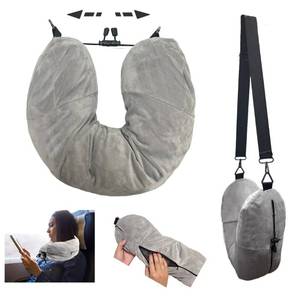 lot 30921 image: DreamShore Travel Pillow for Extra Luggage Stuffable Neck Pillow with Adjustable Neck Size  Fits 3 Days of Travel Essentials  Transformable Carry-On Solution  Soft Velvet Cover  No Filler
