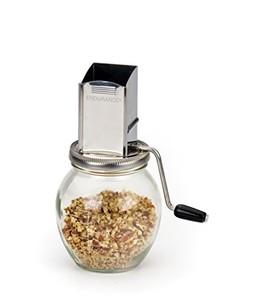 lot 30923 image: RSVP International Endurance Vintage Inspired Nut Grinder, 1.25 Cup Capacity, Glass Bottom
